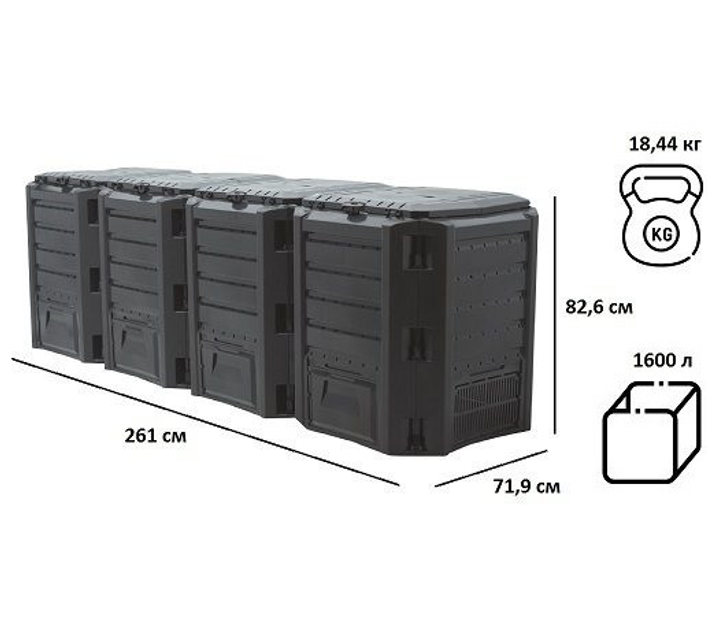 Четырехмодульный садовый компостер 1600л Prosperplast MODULE COMPOGREEN, IKLM1600C - изображение 2