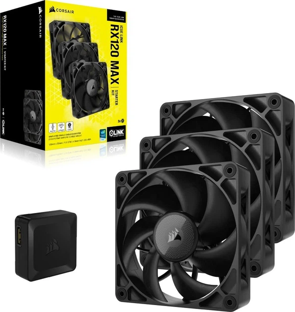 Wentylator Corsair iCUE Link RX120 MAX 120 mm PWM 3 Pack Black (CO-9051042-WW) - obraz 4