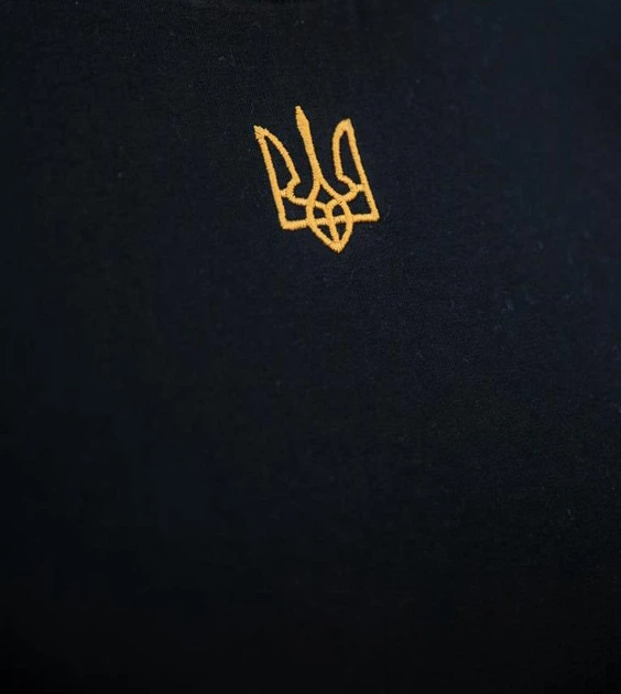 Чоловіча футболка бавовняна Герб патріотична з вишивкою 85706234 фулікра (M)88-92 чорна (85706234188) - зображення 3