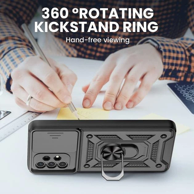 Протиударний чохол Armor Ring + захиcт камери для Samsung Galaxy A13 (A135) Simon case чорний - зображення 12