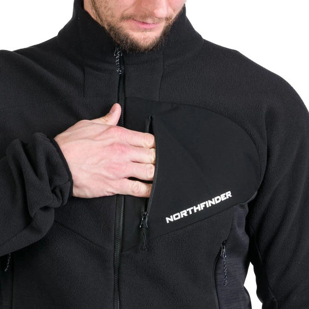 Мужская флисовая куртка Northfinder FULVIO 2XL черный (MI-3840OR) - изображение 8
