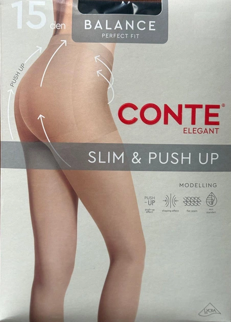 Жіночі колготи Conte Balance Slim & Push Up 15 ден розмір 2 колір Чорний - Фото 3 Жіночі колготи Conte Balance Slim & Push Up 15 ден розмір 2 колір Чорний - зображення 3