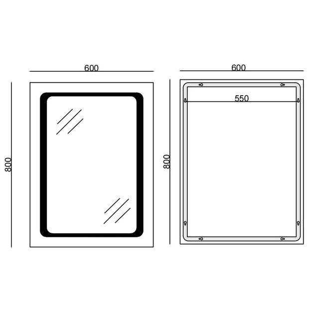 Зеркало Mixxus TWEE MR09-80x60-Reverse с Led Touch, Anti-fog, диммером, регулятором яркости (MI6660) - изображение 2