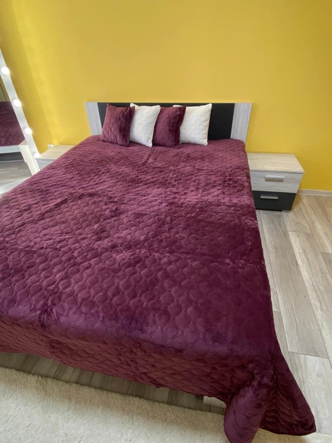 Покрывало ТЕП велюровое Velour Ромб круглый Марсала Евро макси 240х260 см Двустороннее - Фото 2 Покрывало ТЕП велюровое Velour Ромб круглый Марсала Евро макси 240х260 см Двустороннее - изображение 2