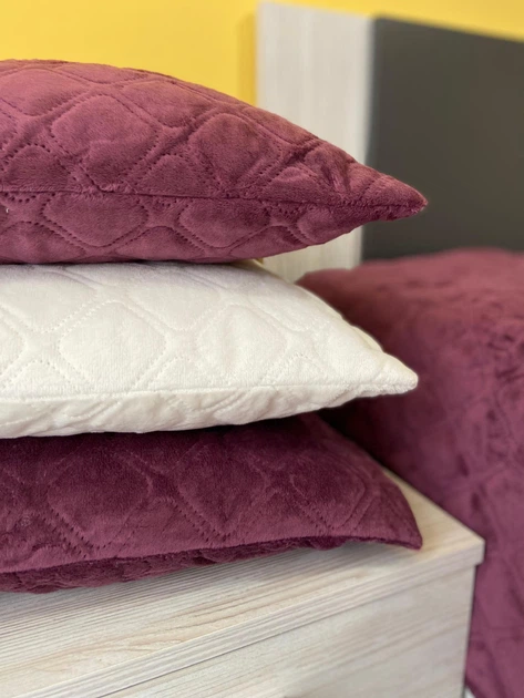 Покрывало ТЕП велюровое Velour Ромб круглый Марсала Евро макси 240х260 см Двустороннее - Фото 3 Покрывало ТЕП велюровое Velour Ромб круглый Марсала Евро макси 240х260 см Двустороннее - изображение 3