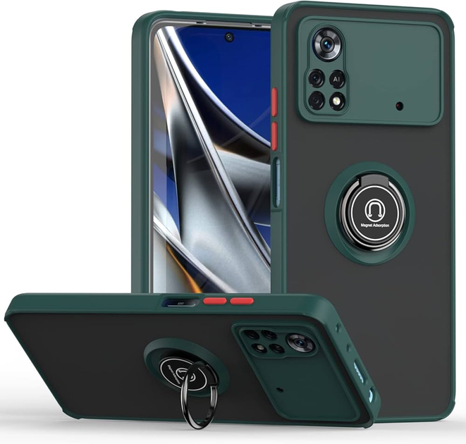 Протиударний чохол бампер GKK LikGus Magnetic Ring з підставкою для Xiaomi Poco X4 Pro 5G Green - Фото 1 Протиударний чохол бампер GKK LikGus Magnetic Ring з підставкою для Xiaomi Poco X4 Pro 5G Green - зображення 1