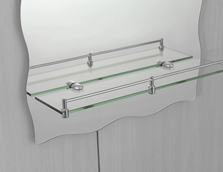 Зеркало настенное Zerix MIRRA MRZ02-60x85x10 прямоугольное с дугообразным верхом, фигурными боками и полкой (ZX5620) - изображение 5