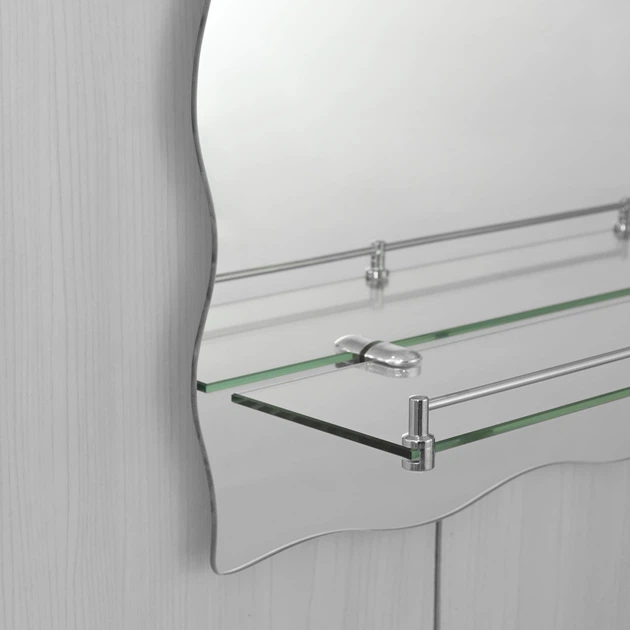 Зеркало настенное Zerix MIRRA MRZ02-60x85x10 прямоугольное с дугообразным верхом, фигурными боками и полкой (ZX5620) - изображение 7