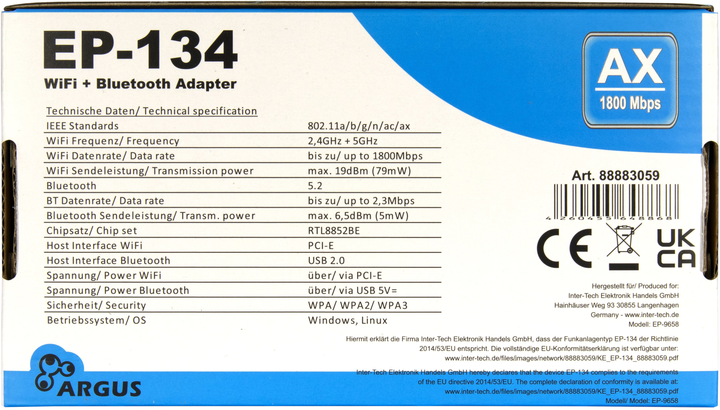 Adapter Wi-Fi Inter-Tech EP-134 (88883059) - obraz 6
