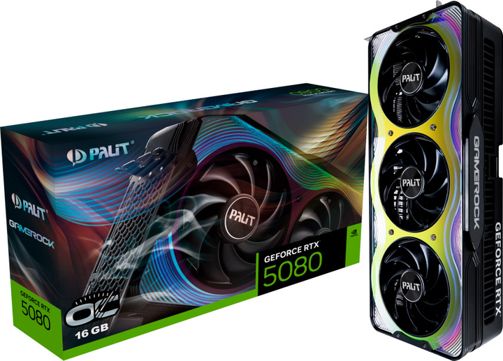 Karta graficzna Palit PCI-Ex GeForce RTX 5080 GameRock OC 16GB GDDR7 (256bit) (2730/30000) (HDMI, 3 x DisplayPort) (NE75080T19T2-GB2030G) - obraz 9