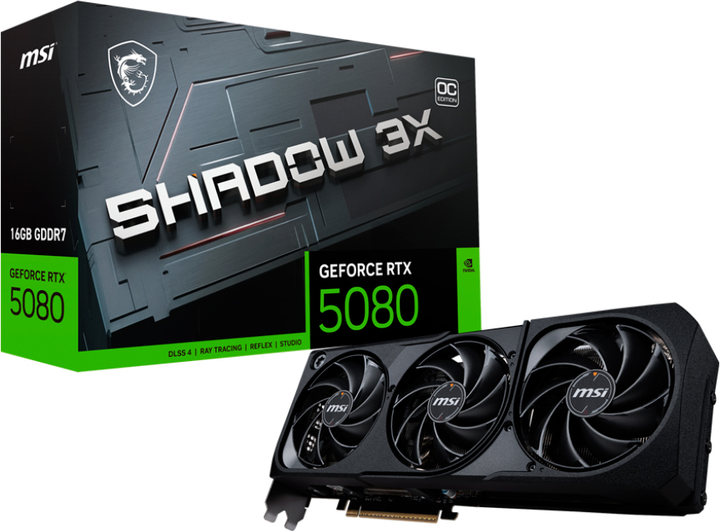 Karta graficzna MSI PCI-Ex GeForce RTX 5080 SHADOW 3X OC 16GB GDDR7 (256bit) (2655/30000) (HDMI, 3 x DisplayPort) (RTX 5080 16G SHADOW 3X OC) - obraz 7