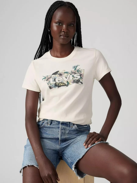 Koszulka damska bawełniana Levi's The Perfect Tee Lily Bw Fill Egret Grap 17369-2948 M Biała (5401187066028) - obraz 1