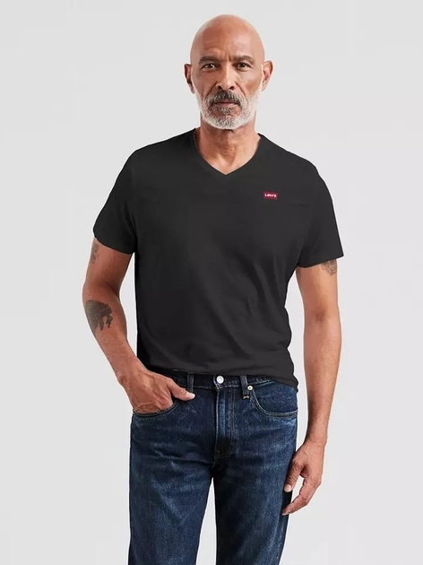 Футболка бавовняна довга чоловіча Levi's Original Hm Vneck 85641-0001 L Чорна (5400816655503) - зображення 1