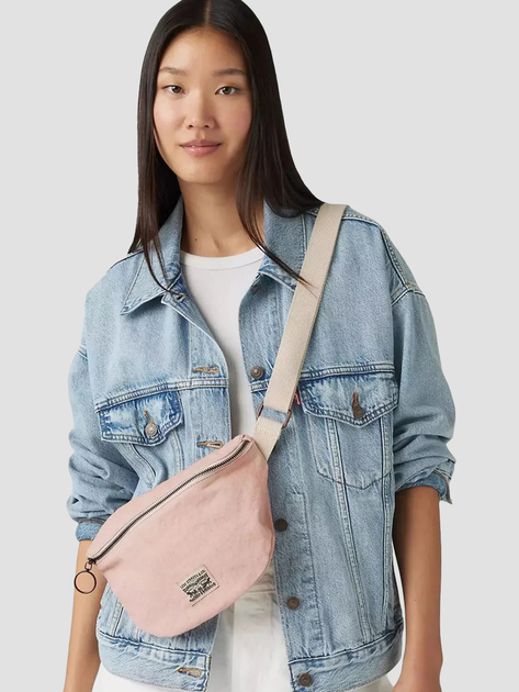 Сумка бананка поясна жіноча тканинна Levi's Devon Crossbody Bag 002H1-0004 Рожева (7626725873182) - зображення 2