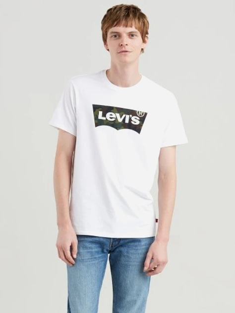 Футболка бавовняна довга чоловіча Levi's Housemark Graphic Tee Hm Ssnl Filll Whi 22489-0163 L Біла (5400816106005) - зображення 1