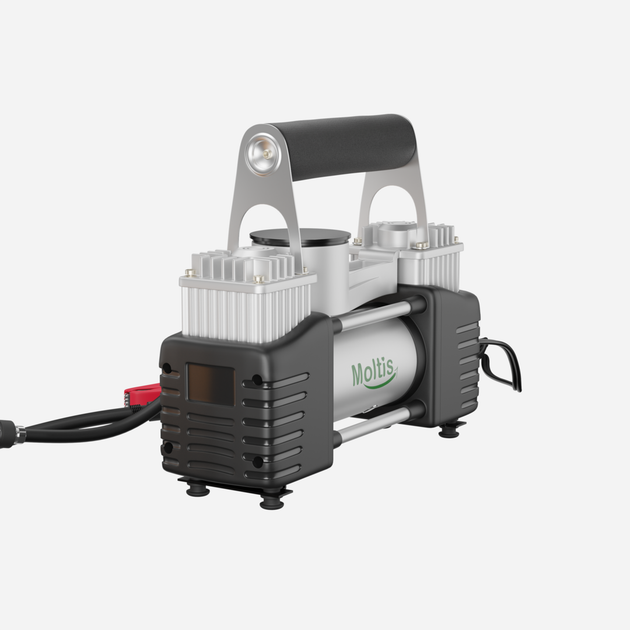 Автокомпрессор Moltis 10868 150 psi 25 А 90 л 2 цилиндра шланг 6 м с дефлятором клеммы 10010 - Фото 6 Автокомпрессор Moltis 10868 150 psi 25 А 90 л 2 цилиндра шланг 6 м с дефлятором клеммы 10010 - изображение 6
