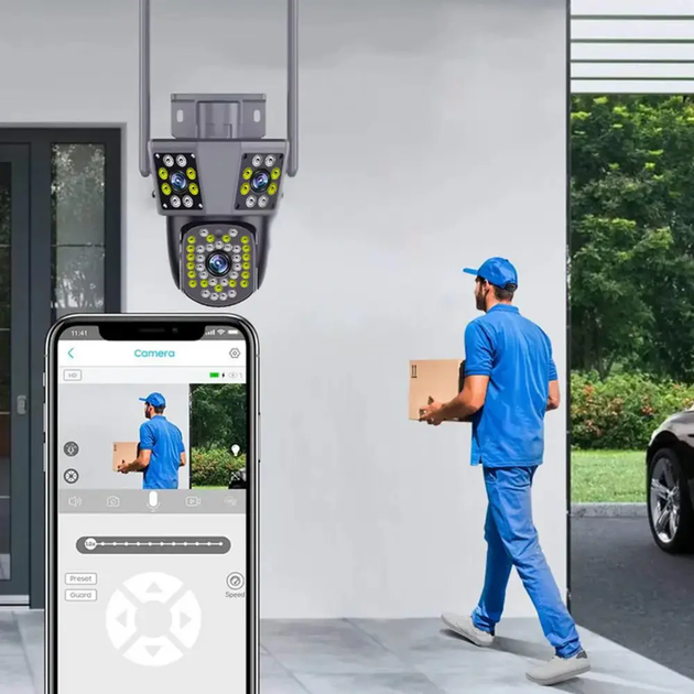 Вулична WIFI камера відеоспостереження 9MP, 6K, 3 об'єктиви (L) - изображение 5
