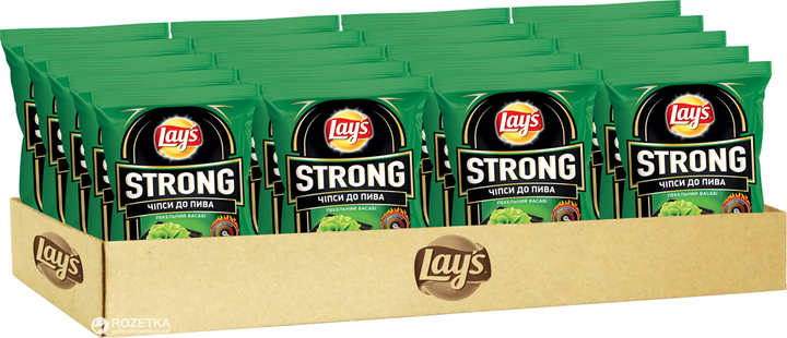 Упаковка чипсів Lay's Strong зі смаком васабі 120 г x 20 шт (2.4 кг ...