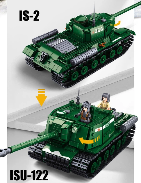 Конструктор Sluban танк IS-2 + ISU-152 (2в1) (845 деталей