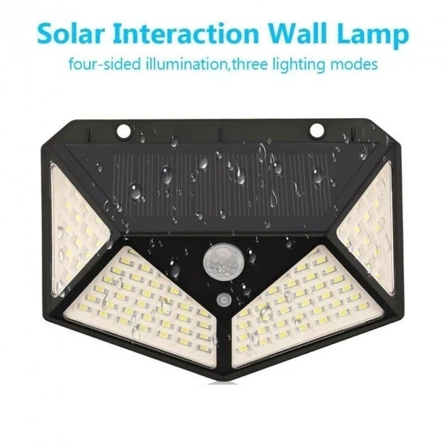 Светильник с датчиком движения на улицу на солнечной батарее solar interaction wall lamp 100 LED - изображение 4