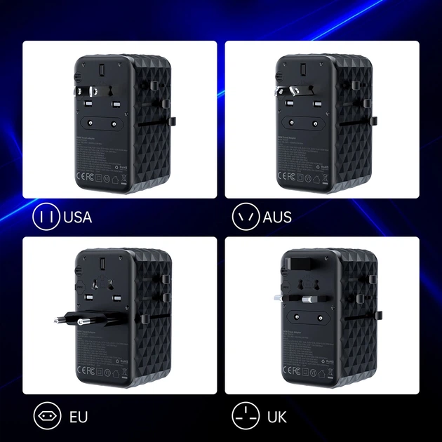 Зарядний пристрій 2USB 2Ензу-С 100W PD 3A сharger diamond Black Choetech - Фото 5 Зарядний пристрій 2USB 2Ензу-С 100W PD 3A сharger diamond Black Choetech - зображення 5