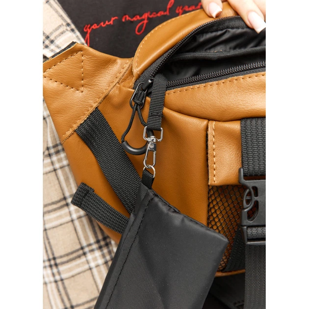 Велика шкіряна жіноча поясна сумка бананка Sambag DynamicDart руда - Фото 10 Велика шкіряна жіноча поясна сумка бананка Sambag DynamicDart руда - изображение 10