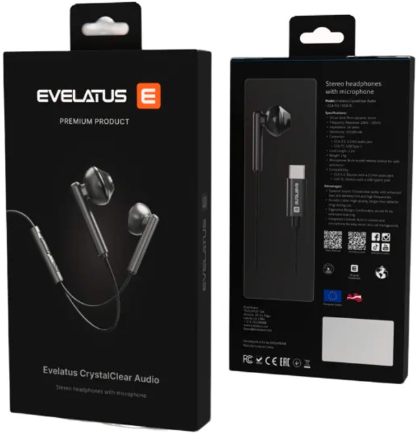 Słuchawki Evelatus CrystalClear Earphones Black (4752192095796) - obraz 3