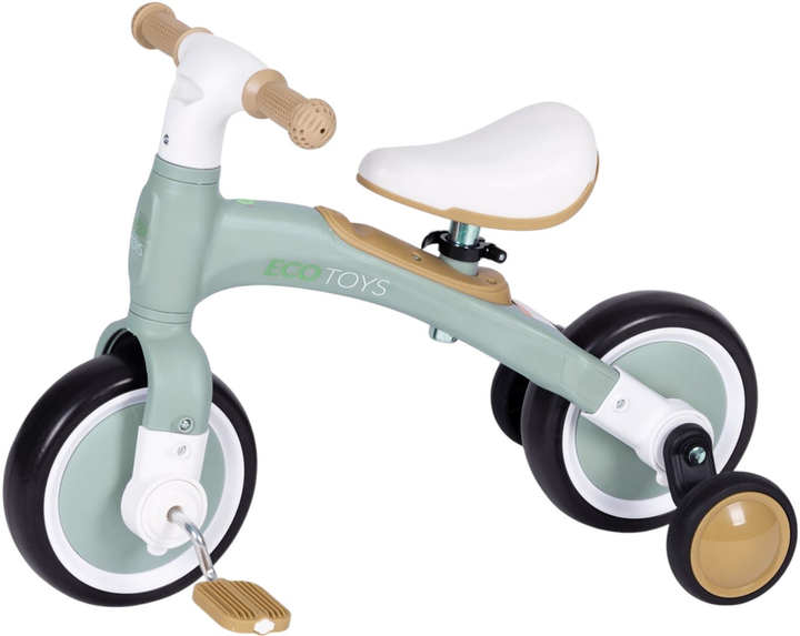 Rowerek biegowy z pedałami EcoToys treningowy kółka boczne 3w1 LC-V1359 Green (5905817003648) - obraz 4