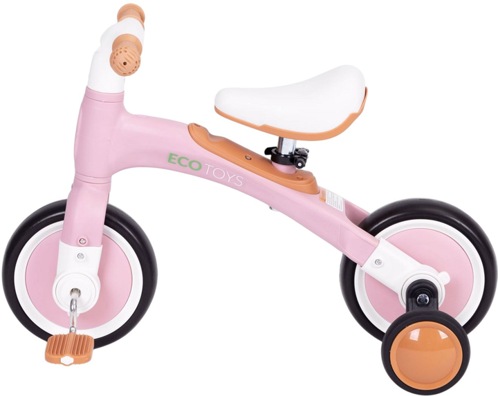 Rowerek biegowy z pedałami EcoToys treningowy kółka boczne 3w1 LC-V1359 Pink (5905817003655) - obraz 3