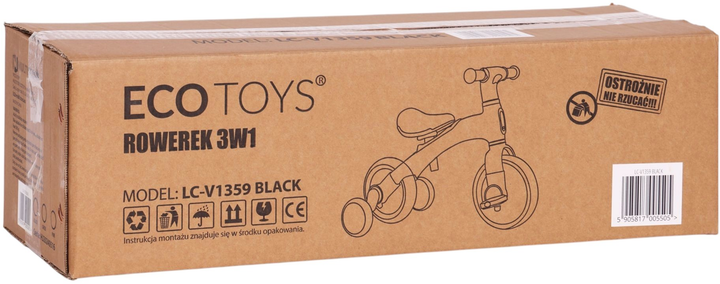 Біговел з педалями EcoToys навчальний бічні колеса 3в1 LC-V1359 Black (5905817005505) - зображення 16