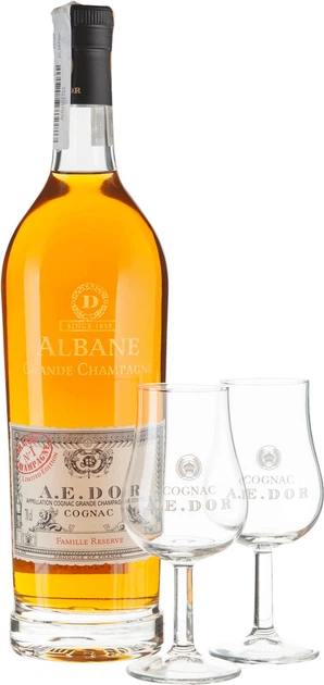 Коньяк A.E.Dor Albane 0.7 л 40% + 2 бокала в подарочной