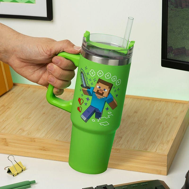 Kubek podróżny ze słomką Paladone Minecraft 900 ml (5056577755756) - obraz 6
