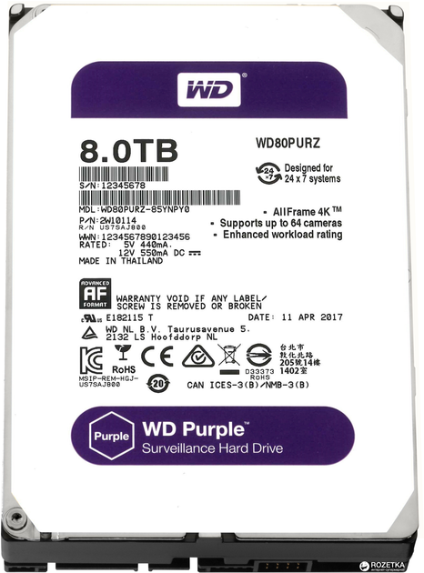 ウェスタンデジタル 8TB パープル 5640RPM WD Western Digital Purple HDD SATA 8TB 5640 256MB | Getic