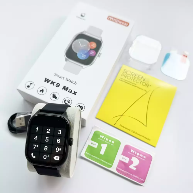 Умный смарт часы WK9 Max Черный + защитный кейс и пленка Smart Watch Android и iOS Фитнес браслет 2025 - изображение 3
