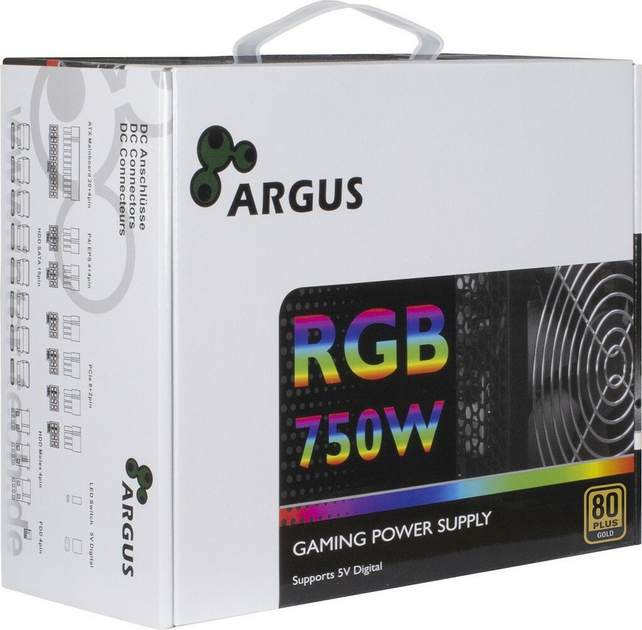 Zasilacz Inter-Tech Argus CM II ATX 750W RGB Black (88882174) - obraz 3