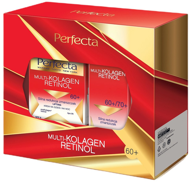 Набір для догляду за обличчям Perfecta Multi Kolagen Retinol 60+ Денний і нічний крем 50 мл + Крем для шкіри навколо очей 15 мл (5900525081667) - зображення 1