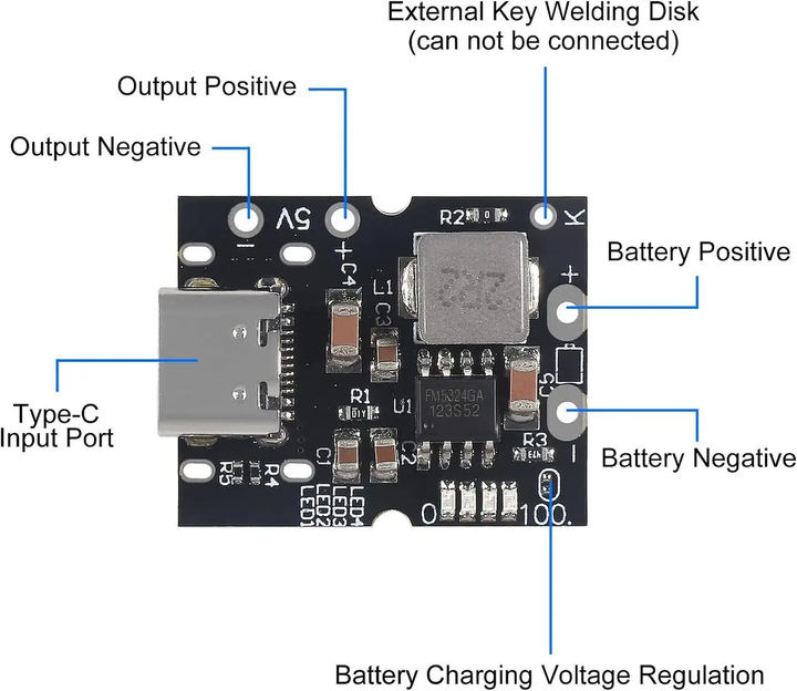 Плата павербанка Type-C powerbank 5V 2.4A IP5306 4.2В модуль заряда Li-Ion повышающий преобразователь DC-DC - изображение 6