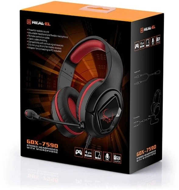 Гарнитура REAL-EL GDX-7590 Black/Red - Фото 11 Гарнитура REAL-EL GDX-7590 Black/Red - изображение 11