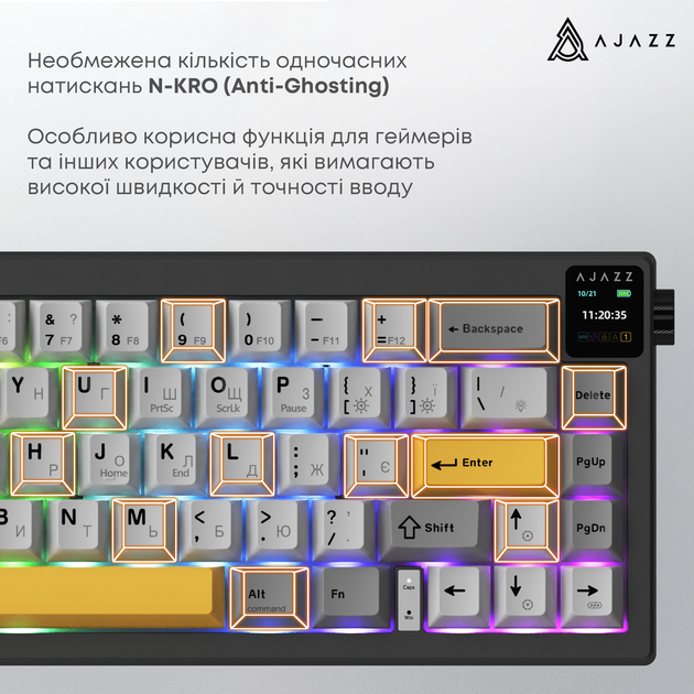 Клавиатура беспроводная Ajazz AK650 Flying Fish Switch Black RGB (AK650-FF-BGY) - Фото 13 Клавиатура беспроводная Ajazz AK650 Flying Fish Switch Black RGB (AK650-FF-BGY) - изображение 13