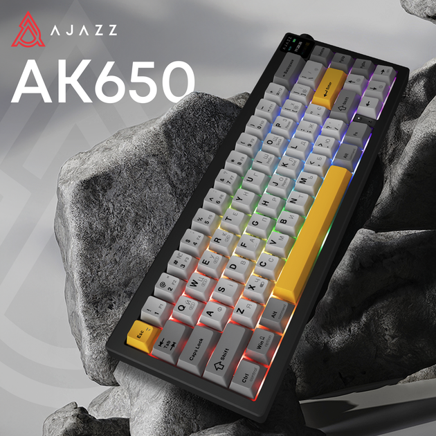 Клавіатура бездротова Ajazz AK650 Flying Fish Switch Black RGB