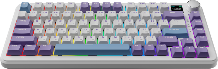 Клавіатура бездротова Ajazz AK820 MAX Magnetic switches Purple RGB (AK820MAX-M-PWB) - зображення 5