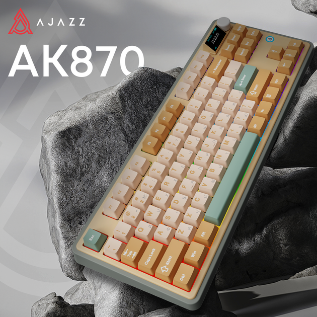 Клавіатура бездротова Ajazz AK870 Jasmine Switch підсвітка, жовтий (AK870-JS-YWG) 305776 - Фото 12 Клавіатура бездротова Ajazz AK870 Jasmine Switch підсвітка, жовтий (AK870-JS-YWG) 305776 - изображение 12