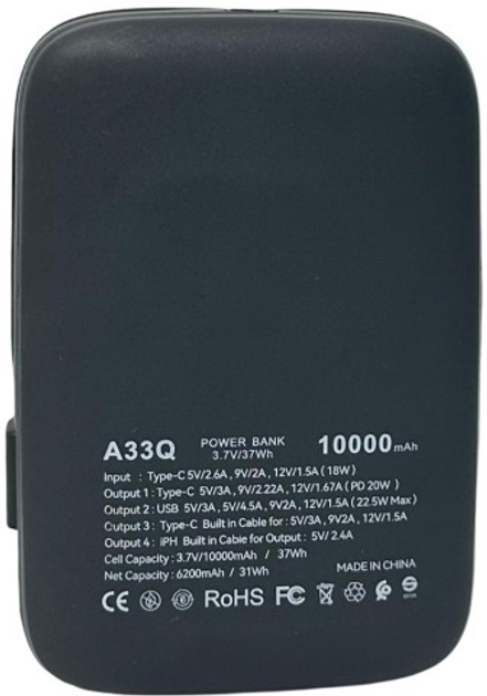 Powerbank Evelatus Fast Charging 22.5W 10000 mAh Black (4752192087548) - obraz 4