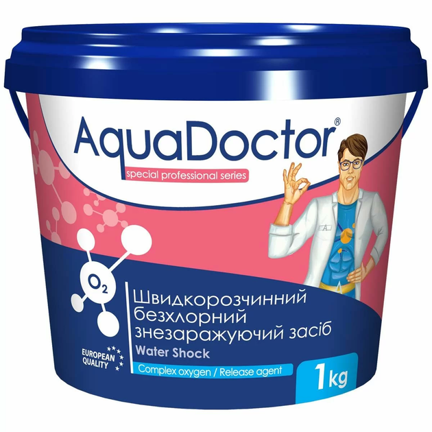 Бесхлорная химия для бассейна (активный кислород) Aquadoctor Water Shock 1 кг 10% - изображение 2