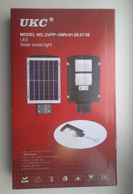 Вуличний ліхтар на стовп UKC Solar street light 2VPP із сонячною панеллю та датчиком руху 5622 - зображення 9
