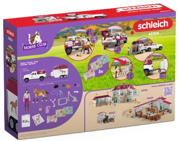 Zestaw do zabawy Schleich Horse Club Mobilna lecznica weterynaryjna dla koni z przyczepą 42704 (4069111000145) - obraz 3