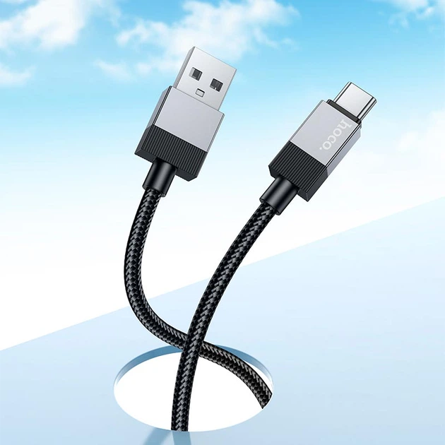 Кабель Hoco Type-C Honorific charging data cable X110 |1m, 3A| черный - изображение 4