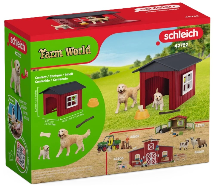 Ігровий набір Schleich Farm World Будка для собак + золотистий ретривер 42722 (4059433992617)  - зображення 3