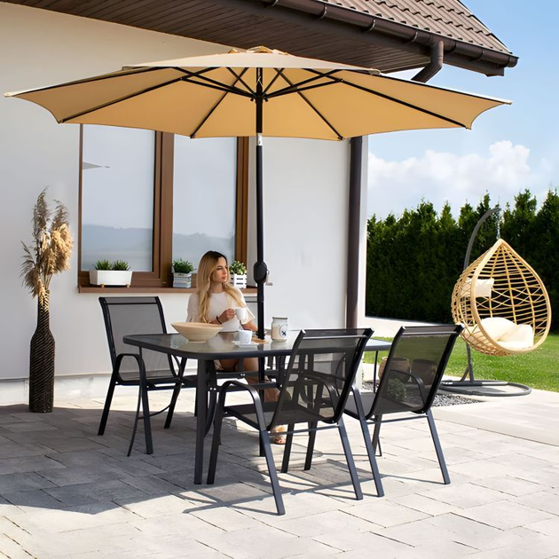 Stół ogrodowy z otworem na parasol 120 x 70 cm ModernHome by Multistore (5905817004836) - obraz 9