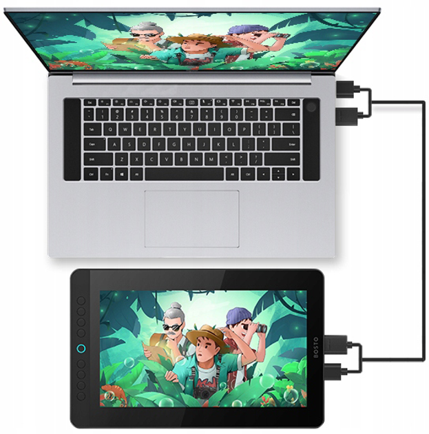 Kabel Bosto HC210 2-in-1 HDMI - mini-HDMI + USB Type-A - USB Type-C Black (6972288300223) - obraz 3